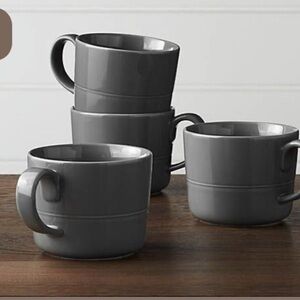 Crate & barrel Aaron Probyn set of 4 mugs‎ gray ceramic